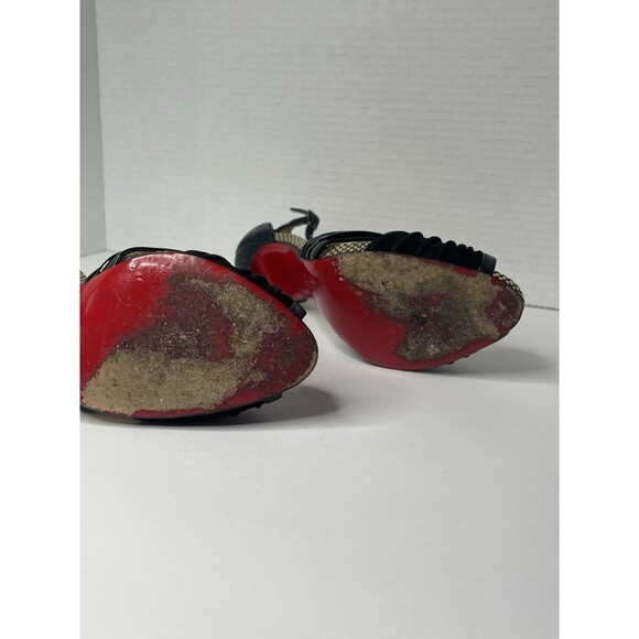 Christian Louboutin Black Leather and Suede Divinoche Peep Toe Pumps Size 39 - Picture 6 of 11
